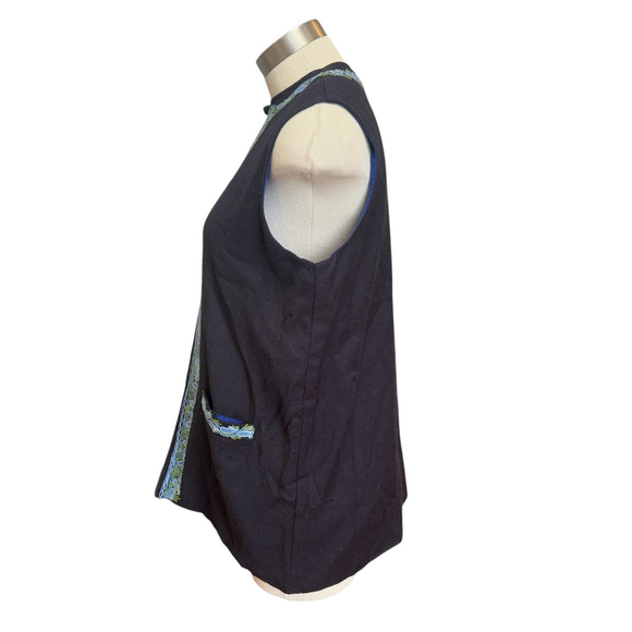 VTG April Cornell Vest Wool Embroidered Lined Blue Boho Size S/M - Picture 6 of 8